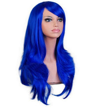 Load image into Gallery viewer, QQXCAIW Long Wavy Cosplay Wig Red Green Puprle Pink Black Blue Sliver Gray Blonde Brown 70 Cm Synthetic Hair Wigs