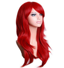 Load image into Gallery viewer, QQXCAIW Long Wavy Cosplay Wig Red Green Puprle Pink Black Blue Sliver Gray Blonde Brown 70 Cm Synthetic Hair Wigs
