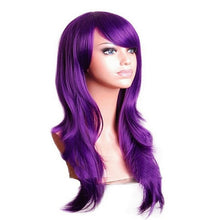 Load image into Gallery viewer, QQXCAIW Long Wavy Cosplay Wig Red Green Puprle Pink Black Blue Sliver Gray Blonde Brown 70 Cm Synthetic Hair Wigs