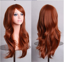Load image into Gallery viewer, QQXCAIW Long Wavy Cosplay Wig Red Green Puprle Pink Black Blue Sliver Gray Blonde Brown 70 Cm Synthetic Hair Wigs