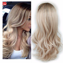 Load image into Gallery viewer, Wignee Long Ombre Brown Ash Blonde High Density Temperature Synthetic Wig For Black/White Women Glueless Wavy Cosplay Hair Wig