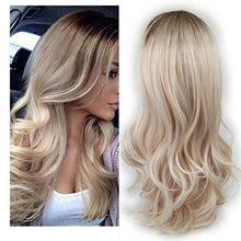 Load image into Gallery viewer, Wignee Long Ombre Brown Ash Blonde High Density Temperature Synthetic Wig For Black/White Women Glueless Wavy Cosplay Hair Wig