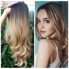 Load image into Gallery viewer, Wignee Long Ombre Brown Ash Blonde High Density Temperature Synthetic Wig For Black/White Women Glueless Wavy Cosplay Hair Wig