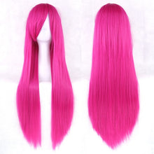 Load image into Gallery viewer, Soowee 24 Colors 80cm Long Synthetic Hair Wig for Women Heat Resistant Fiber Hairpiece Pink Gray Straight Cosplay Wigs