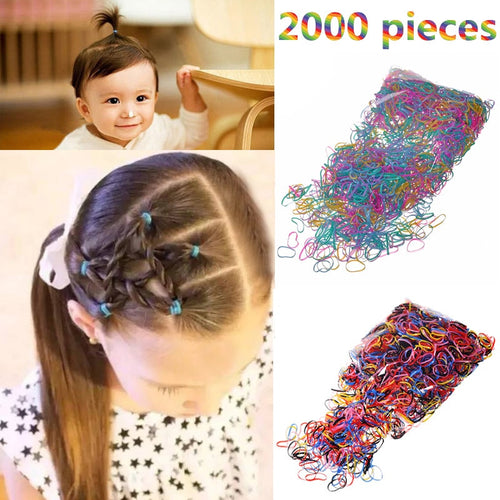 M MISM 2000PCS Disposable Colorful Elastic Hair Band Bezel For Kids Girl Hair Accessories Scrunchy Gum For Hair Rubber Band