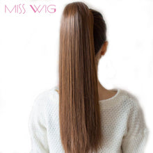 Load image into Gallery viewer, MISS WIG 12 Colors Available 22" Long Silky Straight Synthetic Drawstring Ponytail Clip in Extension Style High Temperatur Fiber