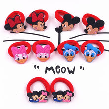 Load image into Gallery viewer, 10PCS Nylon Mickey Minnie Daisy Elastic Hair Rubber Band children Headband Kids Hair Accessories Girl Hair Band cartoon Hair gum