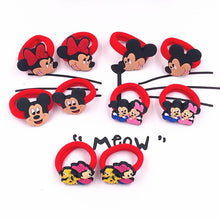 Load image into Gallery viewer, 10PCS Nylon Mickey Minnie Daisy Elastic Hair Rubber Band children Headband Kids Hair Accessories Girl Hair Band cartoon Hair gum