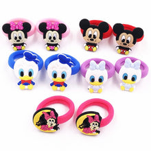 Load image into Gallery viewer, 10PCS Nylon Mickey Minnie Daisy Elastic Hair Rubber Band children Headband Kids Hair Accessories Girl Hair Band cartoon Hair gum