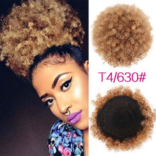 Load image into Gallery viewer, High Puff Afro Curly Wig Ponytail Drawstring Short Afro Kinky Pony Tail Clip in on Synthetic Curly Hair Bun Made of Kanekalon