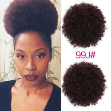 Load image into Gallery viewer, High Puff Afro Curly Wig Ponytail Drawstring Short Afro Kinky Pony Tail Clip in on Synthetic Curly Hair Bun Made of Kanekalon