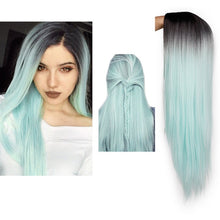 Load image into Gallery viewer, Ombre Green Straight Long Synthetic Wigs For Women  Black Pink Wigs 24 inch 9 Color can be Cosplay Wigs I's a wig