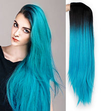 Load image into Gallery viewer, Ombre Green Straight Long Synthetic Wigs For Women  Black Pink Wigs 24 inch 9 Color can be Cosplay Wigs I's a wig
