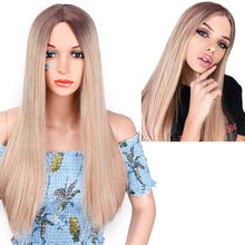 Load image into Gallery viewer, Ombre Green Straight Long Synthetic Wigs For Women  Black Pink Wigs 24 inch 9 Color can be Cosplay Wigs I's a wig