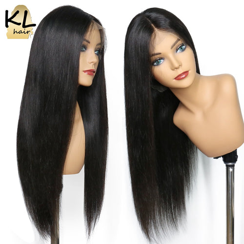 Straight Lace Front Human Hair Wigs For Black Women Glueless Full End Brazilian Remy Hair Pre Plucked Lace Wig With Baby Hair KL
