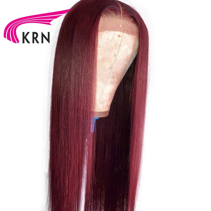 KRN 99J Ombre Pre Plucked Lace Front Human Hair Wigs With Baby Hair Straight Remy Hair Brazilian Lace Front Wigs 130 Density