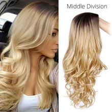 Load image into Gallery viewer, Long Ombre Brown Wavy Wig Blonde Cosplay Synthetic Wigs For Black/White Women Glueless Hair High Density Temperature AISI BEAUTY
