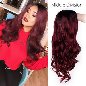 Long Ombre Brown Wavy Wig Blonde Cosplay Synthetic Wigs For Black/White Women Glueless Hair High Density Temperature AISI BEAUTY
