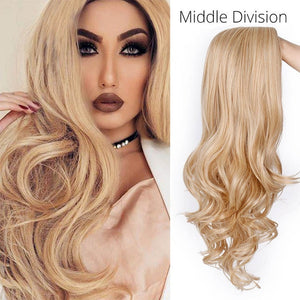 Long Ombre Brown Wavy Wig Blonde Cosplay Synthetic Wigs For Black/White Women Glueless Hair High Density Temperature AISI BEAUTY