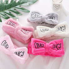 Load image into Gallery viewer, New Letter"OMG" Coral Fleece Soft Bow Headbands For Women Girls Cute Hair Holder Hairbands Hair Bands Headwear Hair Accessories