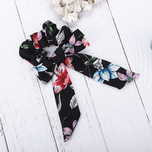 Load image into Gallery viewer, AWAYT Bow Streamers Hair Ring Fashion Ribbon Girl Hair Bands Scrunchies Horsetail Tie Solid Headwear Hair Accessories