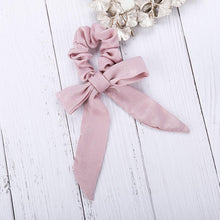 Load image into Gallery viewer, AWAYT Bow Streamers Hair Ring Fashion Ribbon Girl Hair Bands Scrunchies Horsetail Tie Solid Headwear Hair Accessories