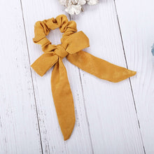 Load image into Gallery viewer, AWAYT Bow Streamers Hair Ring Fashion Ribbon Girl Hair Bands Scrunchies Horsetail Tie Solid Headwear Hair Accessories