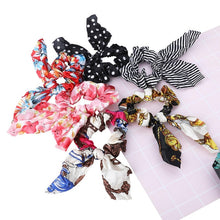 Load image into Gallery viewer, AWAYT Bow Streamers Hair Ring Fashion Ribbon Girl Hair Bands Scrunchies Horsetail Tie Solid Headwear Hair Accessories