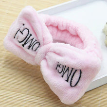 Load image into Gallery viewer, Women's Butterfly Bow Hair Band Fashion OMG Letters Wash Face Headband Girls Headwear Hairbands Coral Fleece Hair Accessories