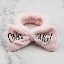 Load image into Gallery viewer, Women's Butterfly Bow Hair Band Fashion OMG Letters Wash Face Headband Girls Headwear Hairbands Coral Fleece Hair Accessories