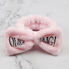 Load image into Gallery viewer, Women's Butterfly Bow Hair Band Fashion OMG Letters Wash Face Headband Girls Headwear Hairbands Coral Fleece Hair Accessories
