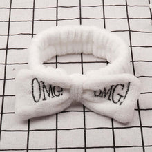 Load image into Gallery viewer, Women's Butterfly Bow Hair Band Fashion OMG Letters Wash Face Headband Girls Headwear Hairbands Coral Fleece Hair Accessories