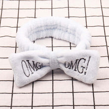 Load image into Gallery viewer, Women's Butterfly Bow Hair Band Fashion OMG Letters Wash Face Headband Girls Headwear Hairbands Coral Fleece Hair Accessories