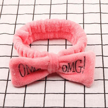 Load image into Gallery viewer, Women's Butterfly Bow Hair Band Fashion OMG Letters Wash Face Headband Girls Headwear Hairbands Coral Fleece Hair Accessories