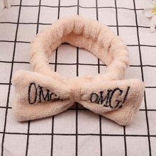 Load image into Gallery viewer, Women's Butterfly Bow Hair Band Fashion OMG Letters Wash Face Headband Girls Headwear Hairbands Coral Fleece Hair Accessories