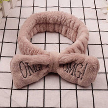 Load image into Gallery viewer, Women's Butterfly Bow Hair Band Fashion OMG Letters Wash Face Headband Girls Headwear Hairbands Coral Fleece Hair Accessories