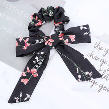 Load image into Gallery viewer, AWAYT Bow Streamers Hair Ring Fashion Ribbon Girl Hair Bands Scrunchies Horsetail Tie Solid Headwear Hair Accessories