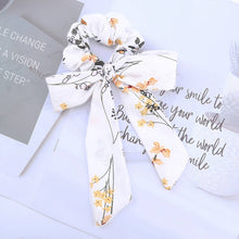 Load image into Gallery viewer, AWAYT Bow Streamers Hair Ring Fashion Ribbon Girl Hair Bands Scrunchies Horsetail Tie Solid Headwear Hair Accessories