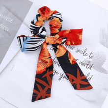Load image into Gallery viewer, AWAYT Bow Streamers Hair Ring Fashion Ribbon Girl Hair Bands Scrunchies Horsetail Tie Solid Headwear Hair Accessories