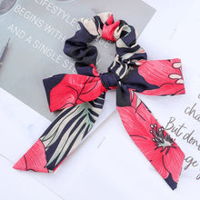 Load image into Gallery viewer, AWAYT Bow Streamers Hair Ring Fashion Ribbon Girl Hair Bands Scrunchies Horsetail Tie Solid Headwear Hair Accessories