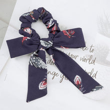 Load image into Gallery viewer, AWAYT Bow Streamers Hair Ring Fashion Ribbon Girl Hair Bands Scrunchies Horsetail Tie Solid Headwear Hair Accessories