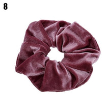 Load image into Gallery viewer, Solid Lady Hair Scrunchies Ring Elastic Hair Bands Pure Color Bobble Sports Dance Velvet Soft Charming Scrunchie Hairband