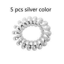 Load image into Gallery viewer, 2/5 pcs Multicolor Elastic Hair Bands Spiral Shape Ponytail Hair Ties Gum Rubber Band Hair Rope Telephone Wire Hair Accessories