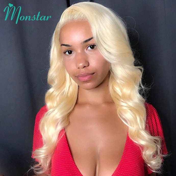 Monstar 613 Honey Blonde Preplucked Brazilian Wig Remy Hair Body Wave Wig Glueless Lace Front Human Hair Wigs for Black Women