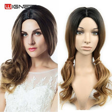 Load image into Gallery viewer, Wignee Long Ombre Brown Ash Blonde High Density Temperature Synthetic Wig For Black/White Women Glueless Wavy Cosplay Hair Wig