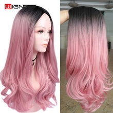 Load image into Gallery viewer, Wignee Long Ombre Brown Ash Blonde High Density Temperature Synthetic Wig For Black/White Women Glueless Wavy Cosplay Hair Wig