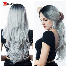 Load image into Gallery viewer, Wignee Long Ombre Brown Ash Blonde High Density Temperature Synthetic Wig For Black/White Women Glueless Wavy Cosplay Hair Wig