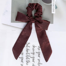 Load image into Gallery viewer, AWAYT Bow Streamers Hair Ring Fashion Ribbon Girl Hair Bands Scrunchies Horsetail Tie Solid Headwear Hair Accessories