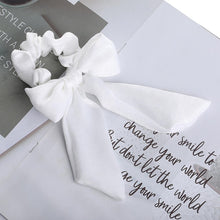 Load image into Gallery viewer, AWAYT Bow Streamers Hair Ring Fashion Ribbon Girl Hair Bands Scrunchies Horsetail Tie Solid Headwear Hair Accessories