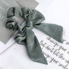 Load image into Gallery viewer, AWAYT Bow Streamers Hair Ring Fashion Ribbon Girl Hair Bands Scrunchies Horsetail Tie Solid Headwear Hair Accessories